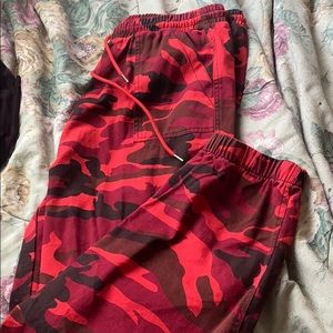 Red camo cargo joggers